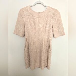 Darling retro style cream textured cocktail dress with pockets | size large